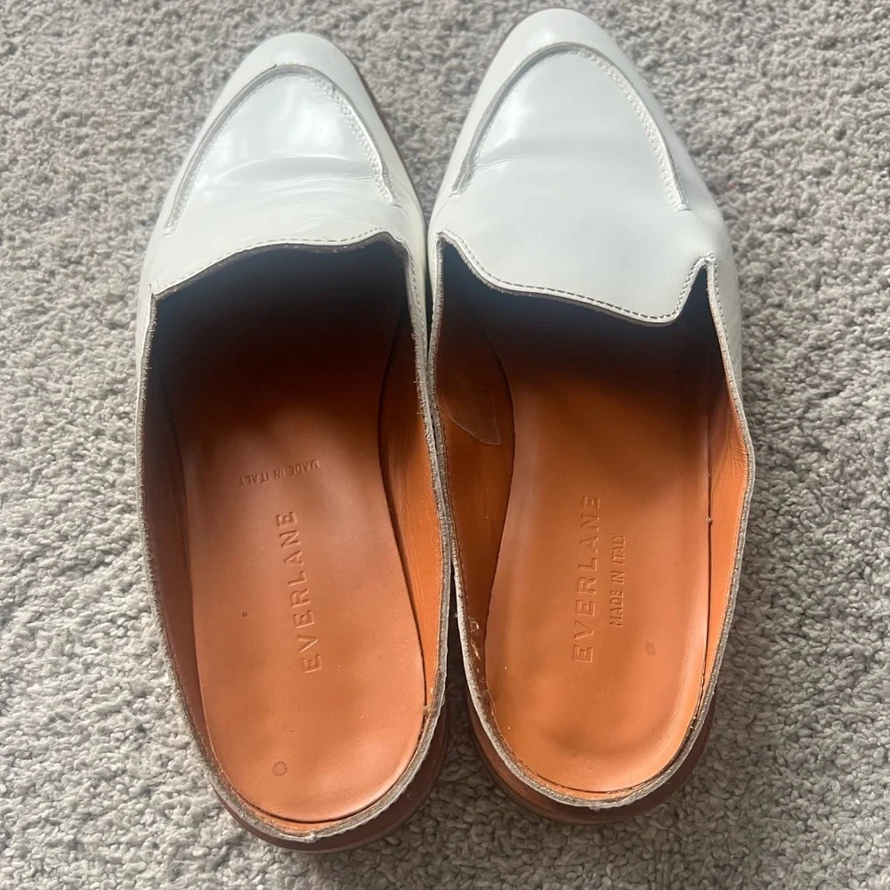 Everlane Womens Size 7.5 The Modern Loafer Mule White Patent Leather Slip On - Picture 3 of 7